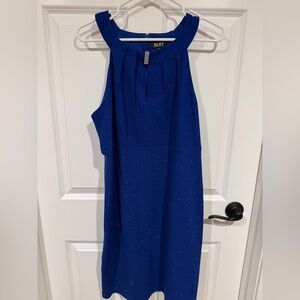 SLNY Women'S Blue Embellished Boat-Neck Shift Formal Dress Size 14